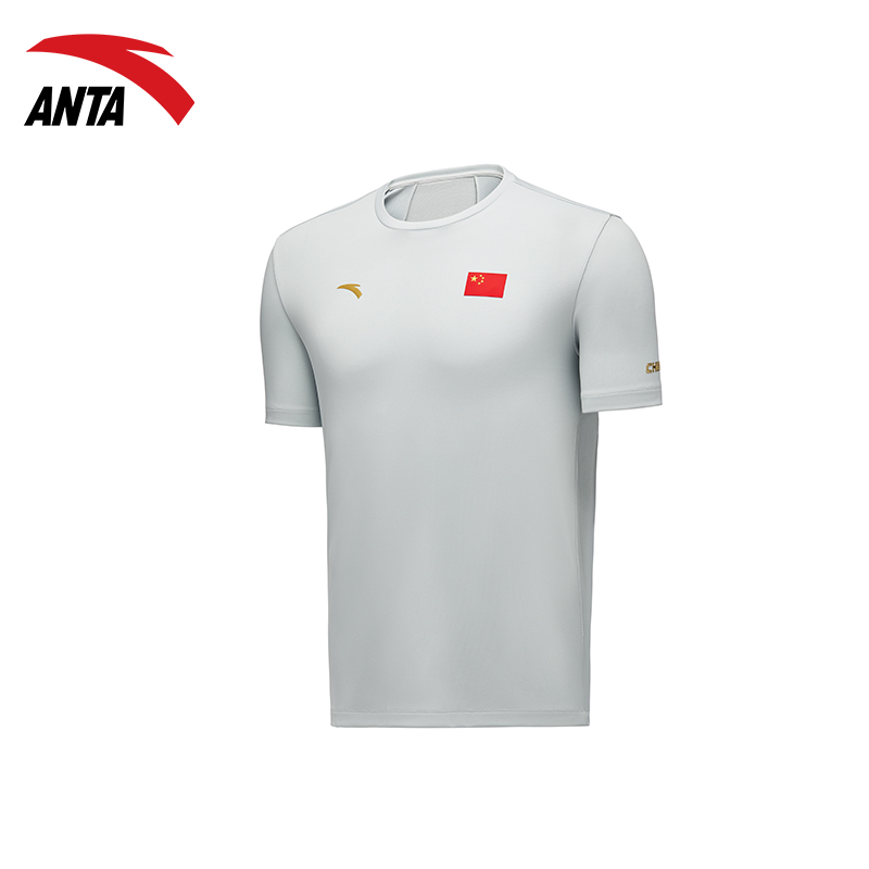 安踏2025贊助國家隊運動速干短袖夏季女國旗款圓領(lǐng)T恤462520101-1