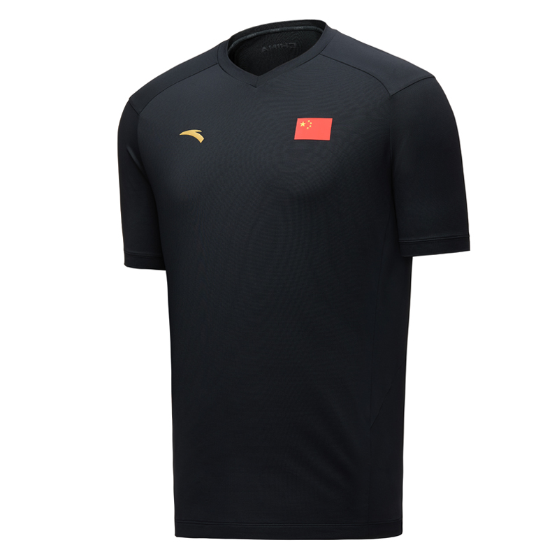 安踏短袖國家隊裝備國旗款男子冰膚速干透氣圓領(lǐng)運動T恤452520102-2