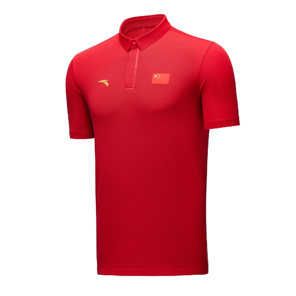 ANTA安踏25款中國國旗POLO衫中國國家隊翻領(lǐng)運動T恤CHINA速干冰膚462520103-2