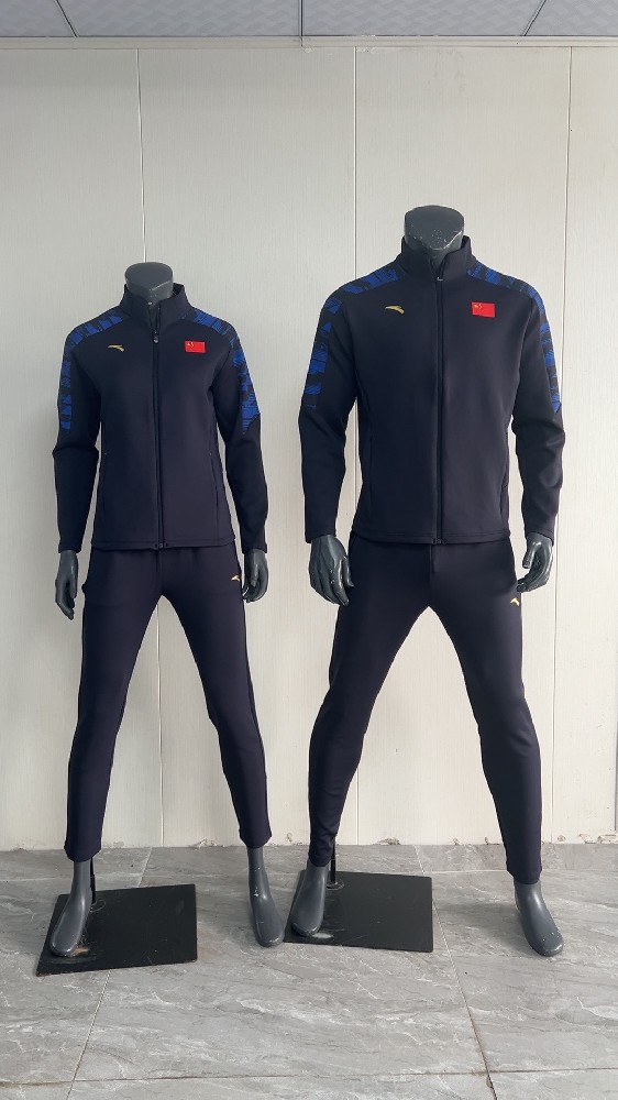 安踏贊助中國代表團國家隊長袖立領針織經(jīng)典紅運動套裝國服462440114-2